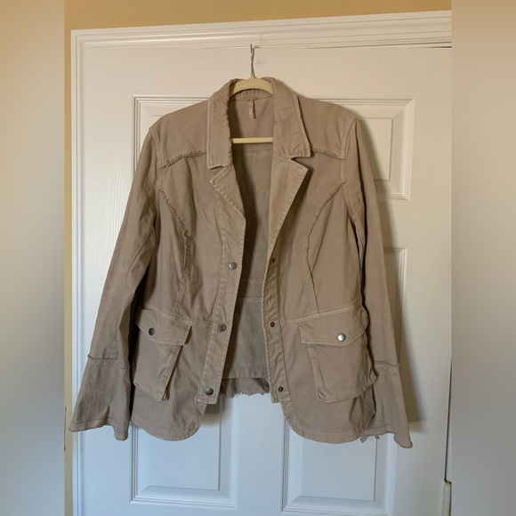Free People Tan Ruffle Blazer - Picture 2 of 8
